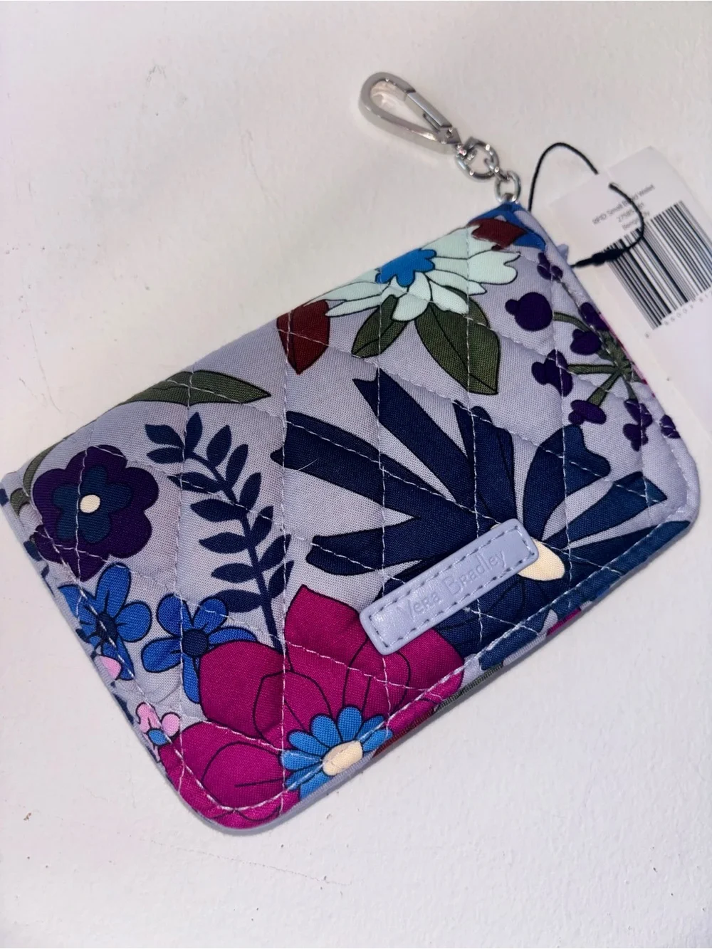 NWT Vera Bradley RFID Floral Small Wallet Keychain Clip